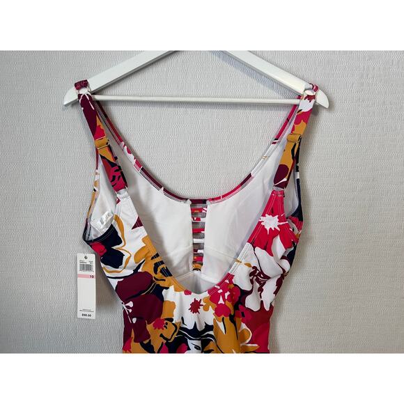 Anne Cole Swimsuit Size 10 Tropical Floral Print Front Cutout One Piece NWT - Picture 5 of 10